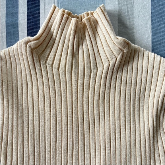 Zara Cream Ribbed Long Sleeve Sweater Top - Picture 4 of 6